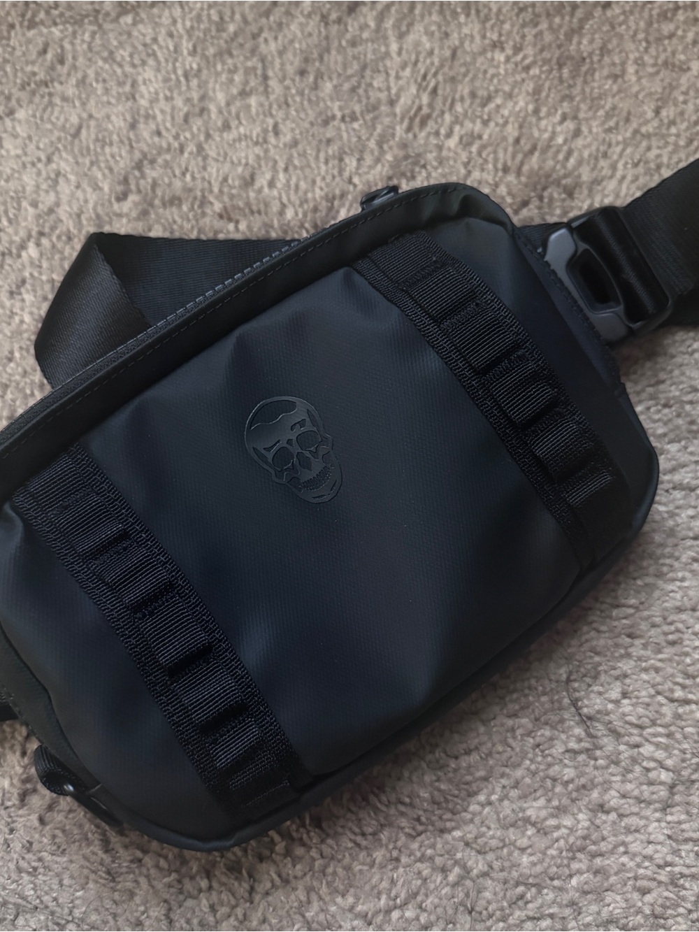 NEW Black Crossbody Sling Bag with Skull Detail